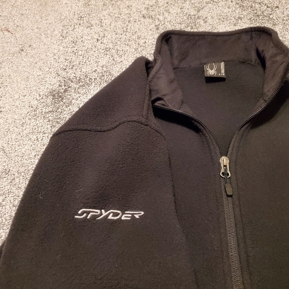 Spyder sweater Mens Large Black Full Zip Fleece Logo - Picture 4 of 12